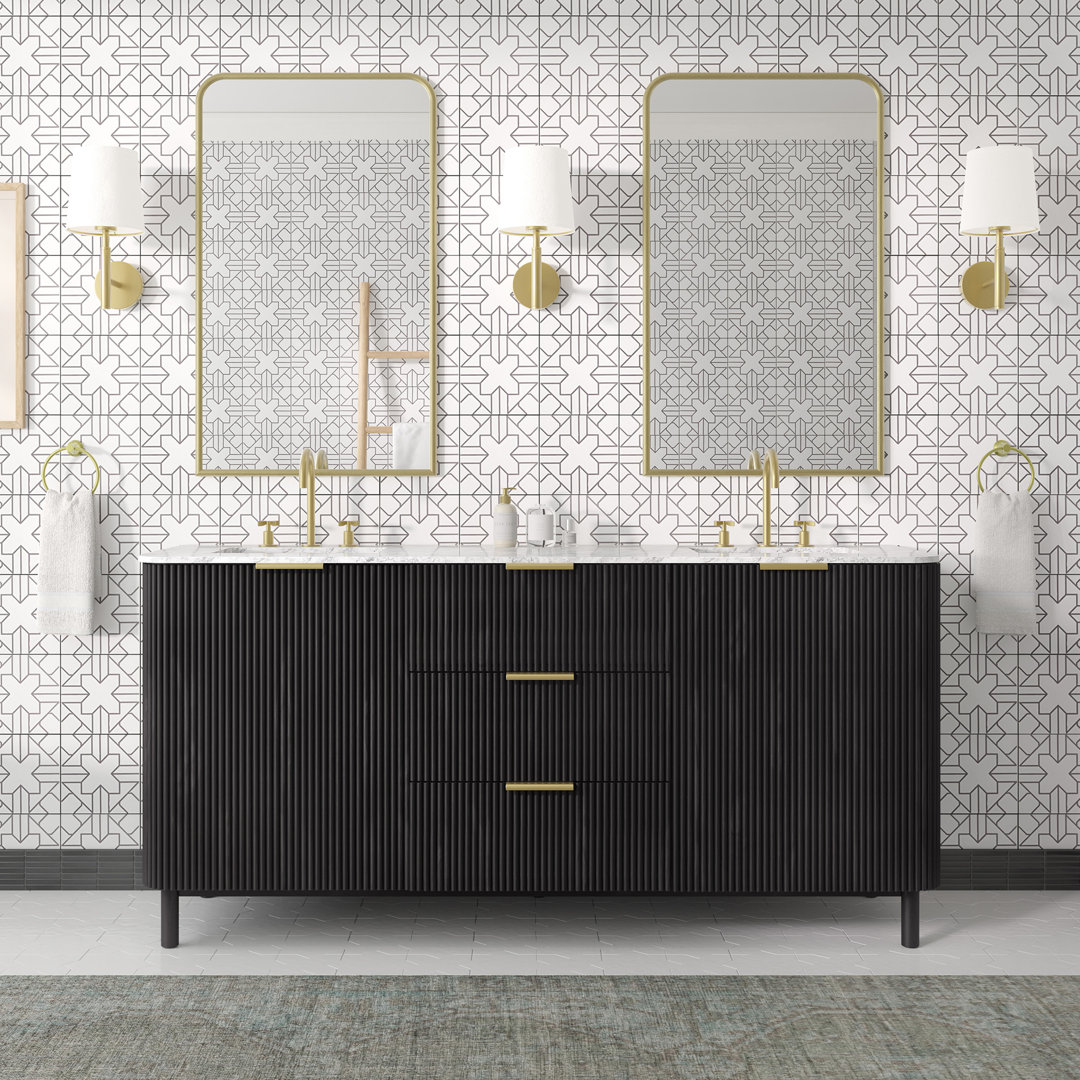 Nova 72" Marble Top Double Sink Bathroom Vanity